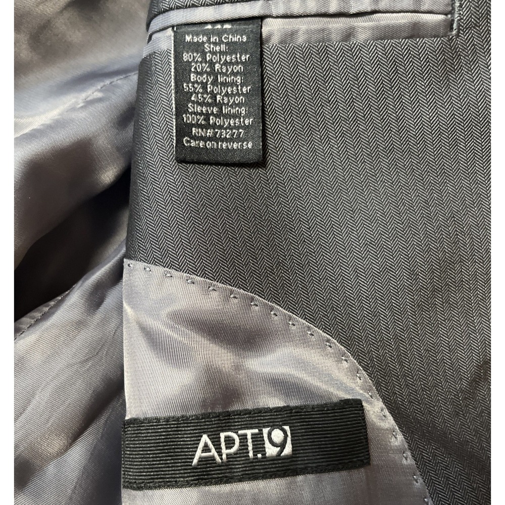 APT. 9 Herringbone Blazer Size 44R Gray Sport Coat 3 Button Lined Suit Jacket - Picture 7 of 7
